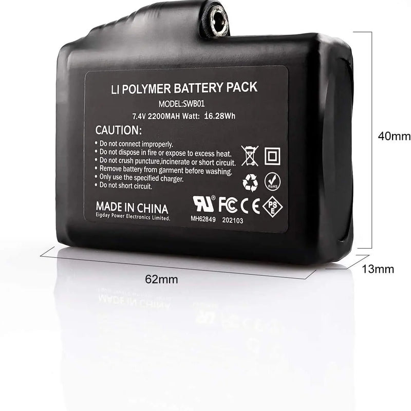 7.4 V, 2200 MAH Rechargeable Lithium Polymer Battery for Heated Gloves Socks Heated Jackets Vest Motorcycle Gloves USB Charger
