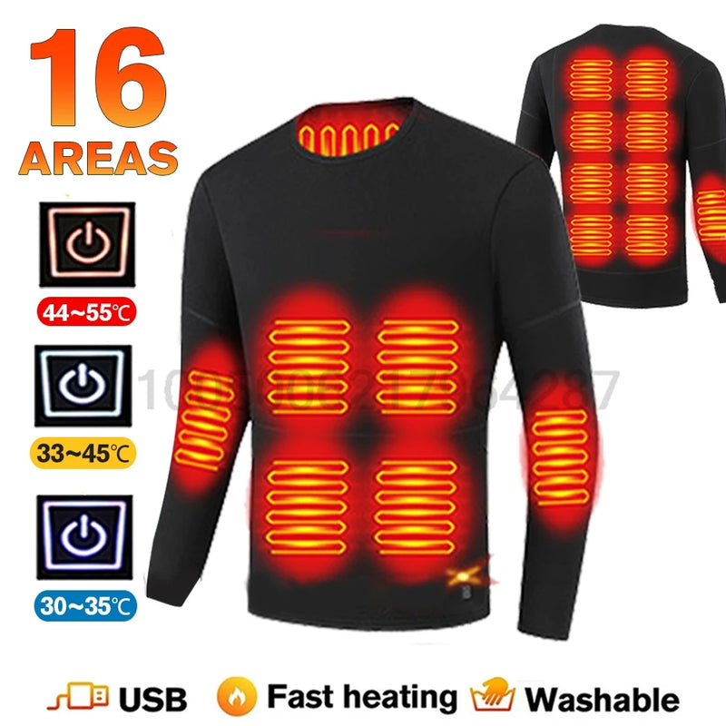 Winter USB Electric Heating Jacket Heated Thermal Underwear Men Women Sports Thermal Heated Underwear  Electric Heated Equipmen