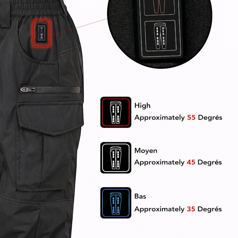 Pantalon chauffant USB 18 zones – Homme & Femme – Hiver coupe-vent extérieur