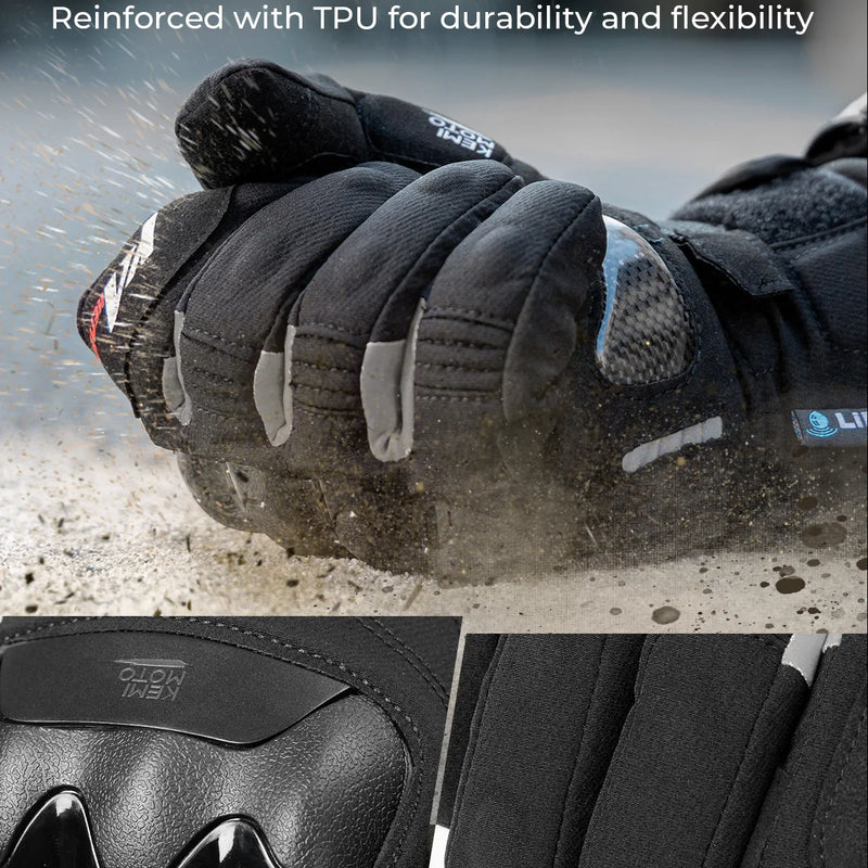 KEMIMOTO Heated Gloves Motorcycle Winter Moto Heated Gloves Warm Waterproof Rechargeable Heating Thermal Gloves For Snowmobile